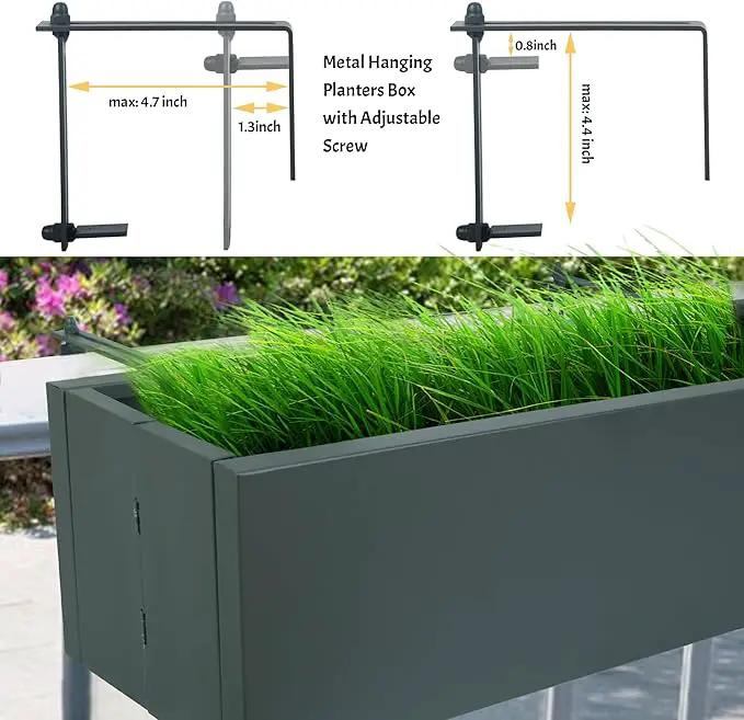 Metal Railing Planter Box, 30 Inch Balcony Planters with Adjustable Brackets, Large Hanging Planters for Outdoor Fence Deck by GreenHaven Gardens