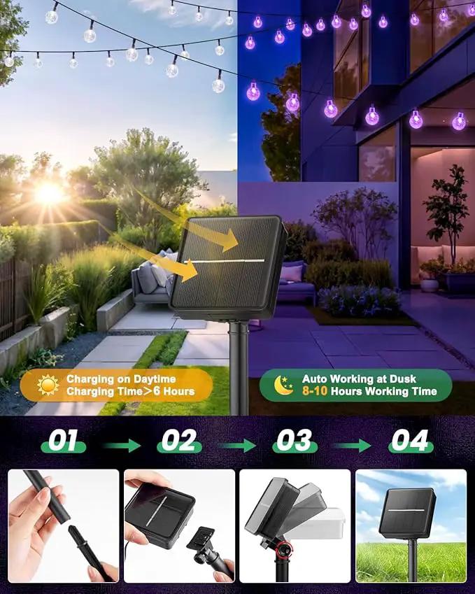 Purple Solar Lights Outdoor Waterproof, 2-Pack 120 LED 72 FT Total, Halloween Globe Lights for Garden Yard Wedding Christmas Party Decor (Purple) by GreenHaven Gardens