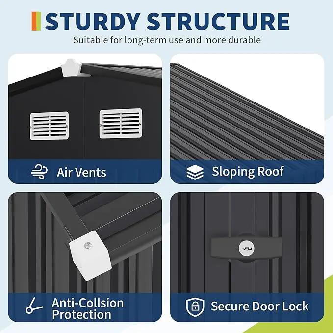 8x10 FT Metal Storage Sheds Outdoor with Floor, Metal Yard Sheds Garden Shed Kit, MetalTool Shed with Lockable Door, Metals UtilitySheds Buildings with Air Vent for Backyard Garden Patio Lawn by GreenHaven Gardens