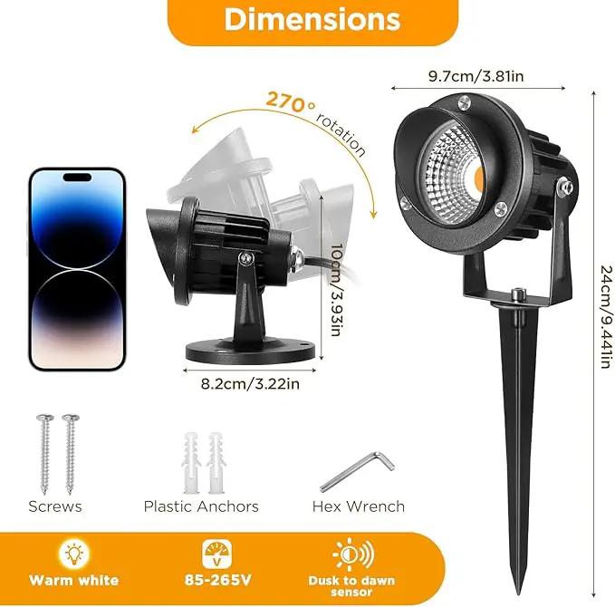 Landscape Lighting - 10W Dusk to Dawn Outdoor LED Spotlight with Photocell Sensor 120V Landscape Lights Waterproof Spot Lights Outdoor for Yard Garden Patio Driveway House (Warm White) (2 Pack) by GreenHaven Gardens