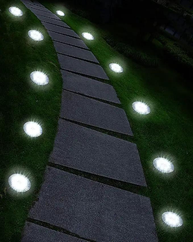 UFOND 8 Pack Solar Ground Lights, Outdoor Waterproof Solar Garden Lights Decor, Disk Solar Deck Lights, Landscape Lighting for Patio Pathway Yard,Outdoor Lights (Cold White) by GreenHaven Gardens