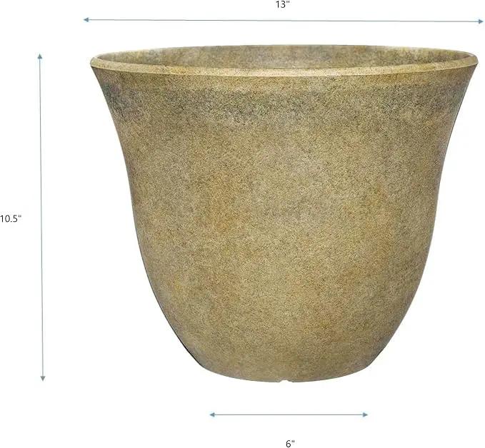 Classic Home and Garden Honeysuckle Planter, Patio Pot, 13" Fossil Stone (One Pack) (Pack of 4) by GreenHaven Gardens