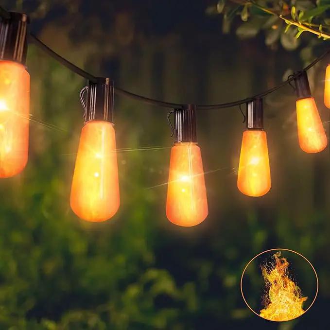 Flickering Flame String Lights - 22Ft 20LED for Outside, Plug-in Garden Decor - Halloween Christmas Indoor Outdoor, Connectable Backyard Decorative Cafe Bistro Patio by GreenHaven Gardens