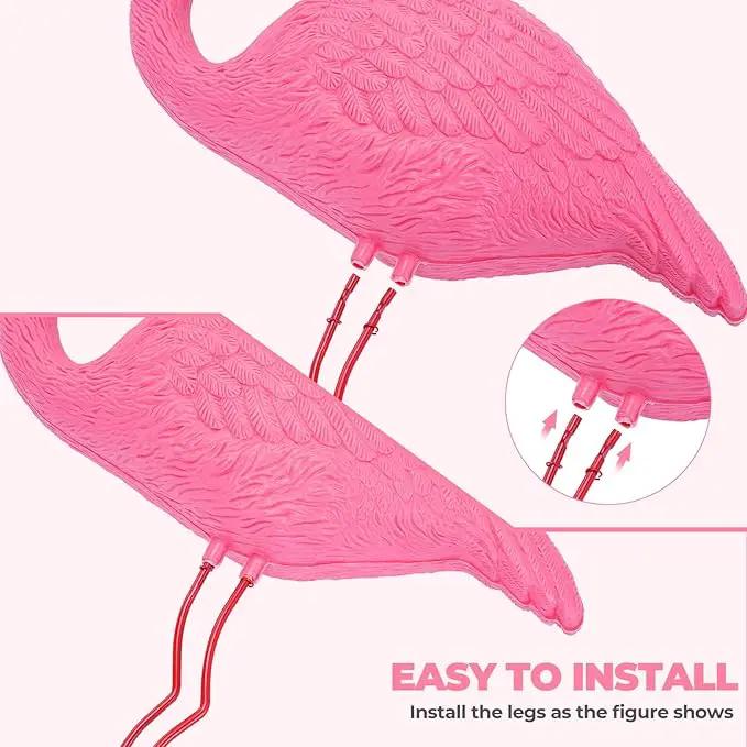 Ohuhu Family Flamingo Yard Ornaments, Set of 3 (32", 31", 19") Bright Pink Flamingos Ornaments with Metal Feet Stakes for Garden Yard Patio Party Decoration, Outdoor Decor Gardening by GreenHaven Gardens