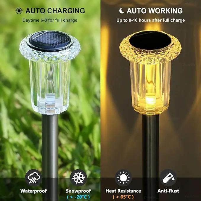 DenicMic Solar Lights Outdoor Pathway Lights 3000K LED Waterproof Acrylic Lamp Head Stainless Steel Stake for Yard Garden Landscape Path Walkway Driveway Patio Lawn (15Pack Warm White) by GreenHaven Gardens