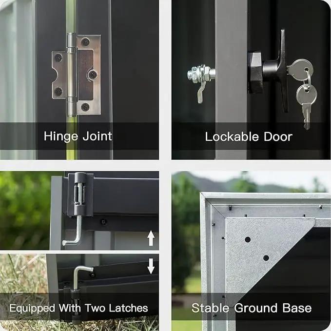 Domi Outdoor Storage Shed 6.5’ x 4.2’, Metal Garden Shed with Galvanized Steel Frame for Bike, Tools, Lawn Mowers, Outdoor Storage Cabinet with Lockable Door for Garden Lawn Patio (Dark Grey) by GreenHaven Gardens