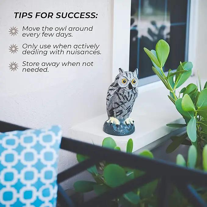 Galashield Owl Decoy | Plastic Owls to Scare Birds Away | Owl Statue for Garden & Outdoors - Pack of 3 by GreenHaven Gardens