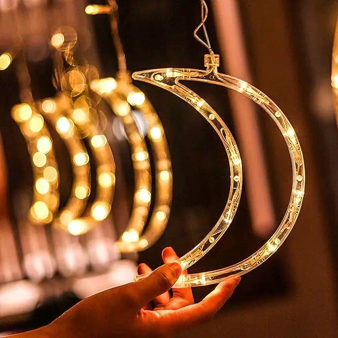 Dazzle Bright Ramadan Curtain String Lights, 138 LED 6.7ft x 3.2ft Warm White Star Moon 8 Lighting Modes Fairy Lights with Remote for Bedroom Wall, Wedding, Outdoor Party, Ramadan Decorations by GreenHaven Gardens