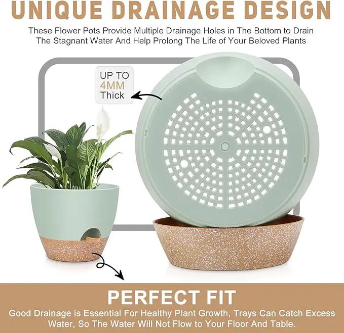 12" 10" 9" Large Self Watering Plant Pots, 3 Pack Flower Pots Planters with Multi Mesh Drainage Holes for Indoor Outdoor Garden Plants and Flowers. by GreenHaven Gardens