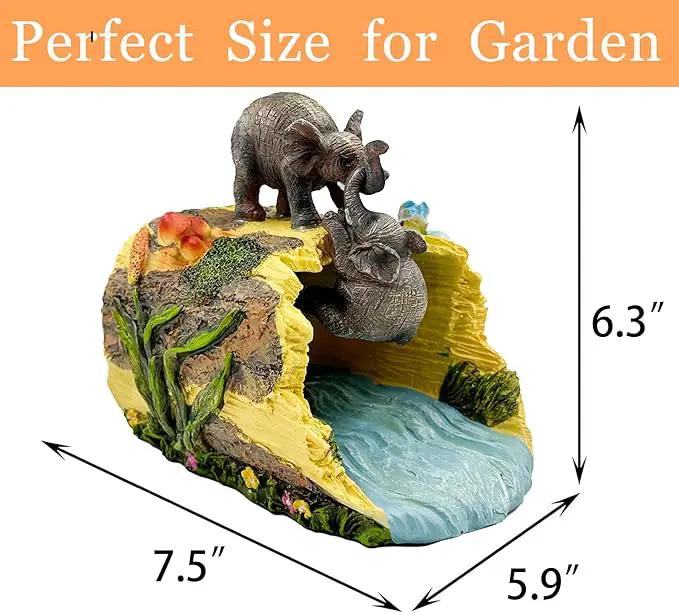 Teaeeno Twin Elephants Decor Gutter Downspout Extension Decorative,Animal Statue Outdoor Decor,3"×4" Rain Gutter Downspout Splash Block,Garden Splash Block Outdoor Sculpture,Rain Downspout Diverter by GreenHaven Gardens