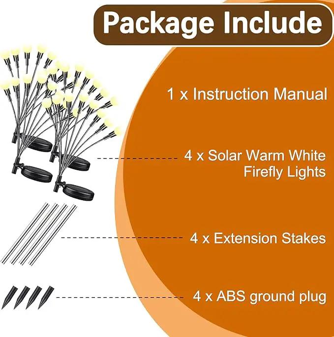 Warm-4Pack 32LED Firefly Warm Changing Lights,Garden Solar Lights Outdoor Decorative,Yard Waterproof Solar (Warm-4pcs) by GreenHaven Gardens