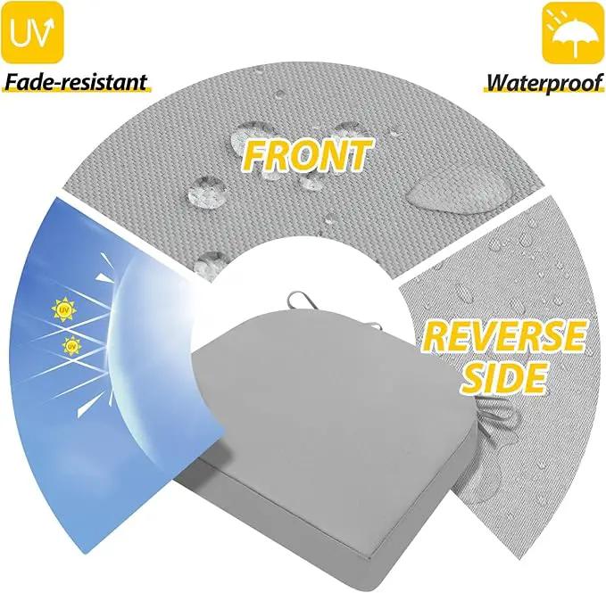 AAAAAcessories Outdoor Seat Cushions for Chairs, Waterproof, Fade-Resistant Patio Furniture Replacement Cushions, 17" x 16" x 2", Set of 2, Gray by GreenHaven Gardens