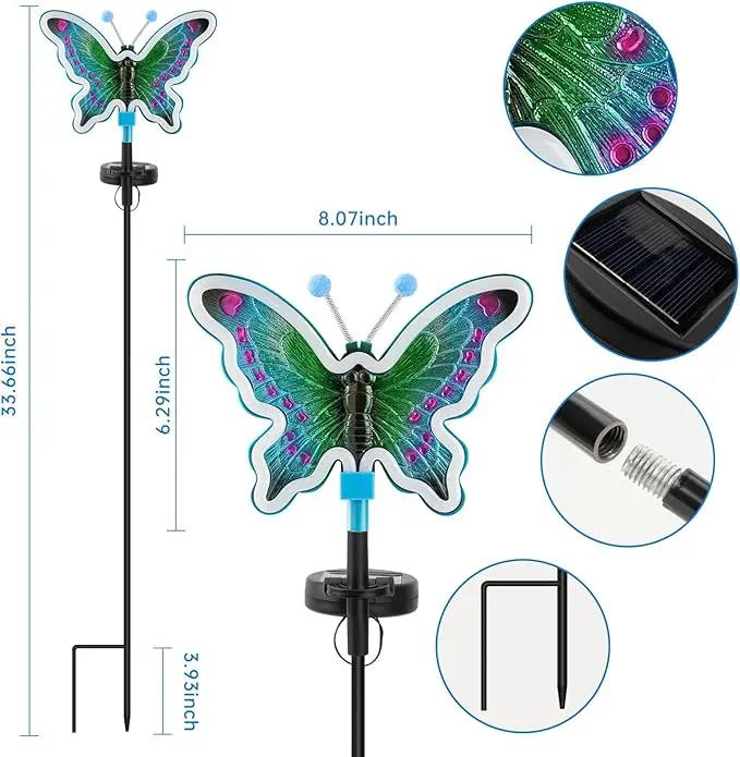Solar Butterfly Lights Outdoor,Butterfly Solar Lights for Outside, Solar Garden Decor, Outdoor Garden neon Lights,Pathway Butterfly Lights (Light Blue,2pack) by GreenHaven Gardens