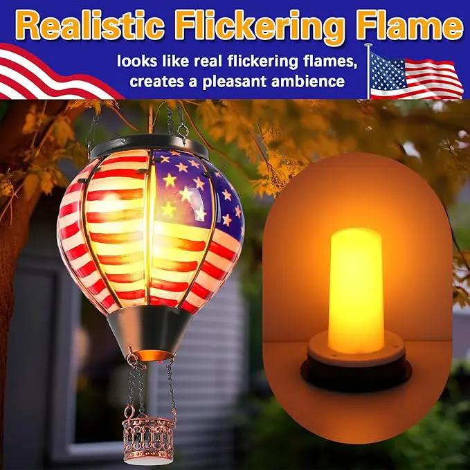 2 Pcs 20 Inch Flag Hot Air Balloon Hanging Solar Lantern Outdoor Garden Decor Waterproof Hot Air Balloon Flame Lantern for Lawn Porch Yard by GreenHaven Gardens