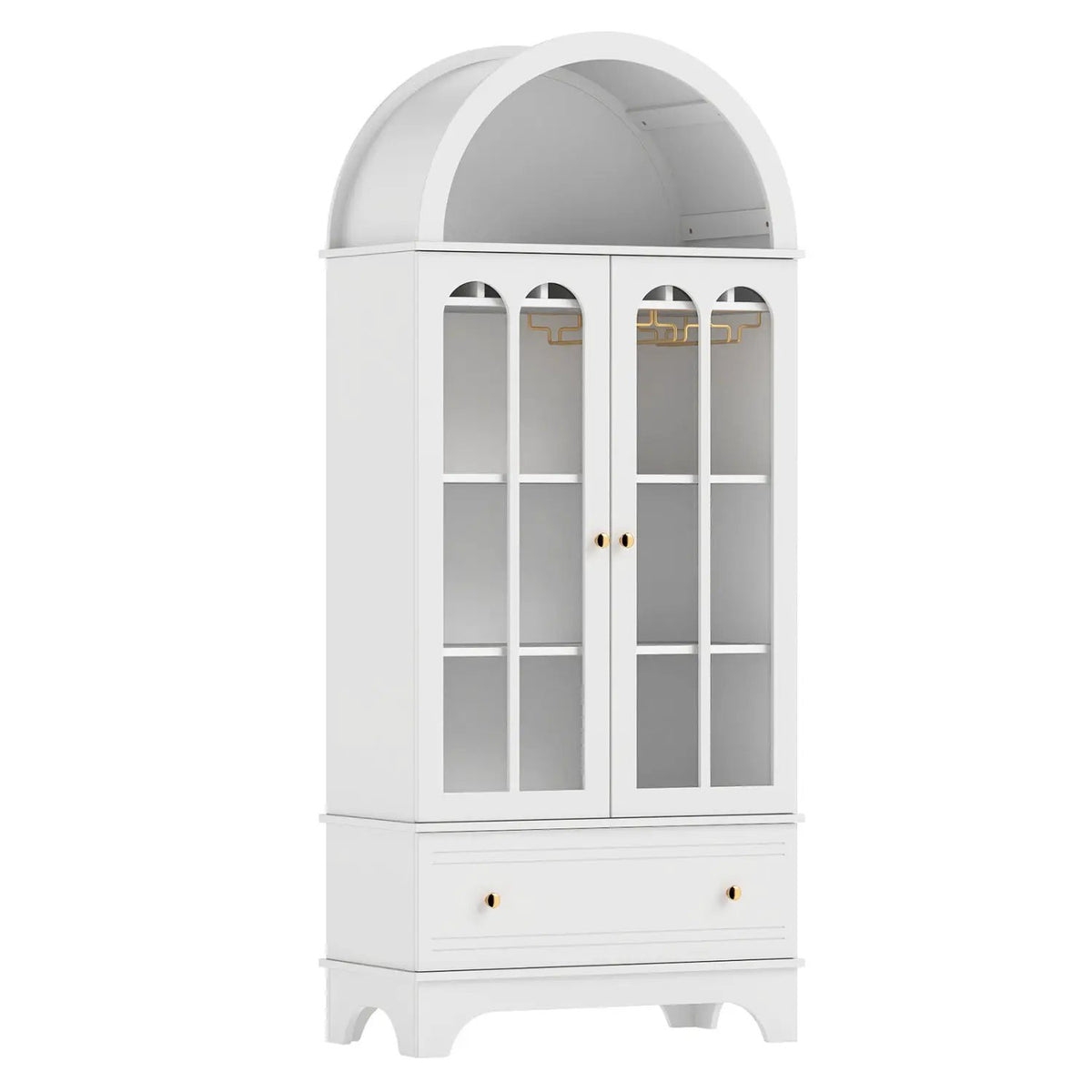 71.5" Arched Cabinet with Glass Doors and Wine Rack by DirectDeals