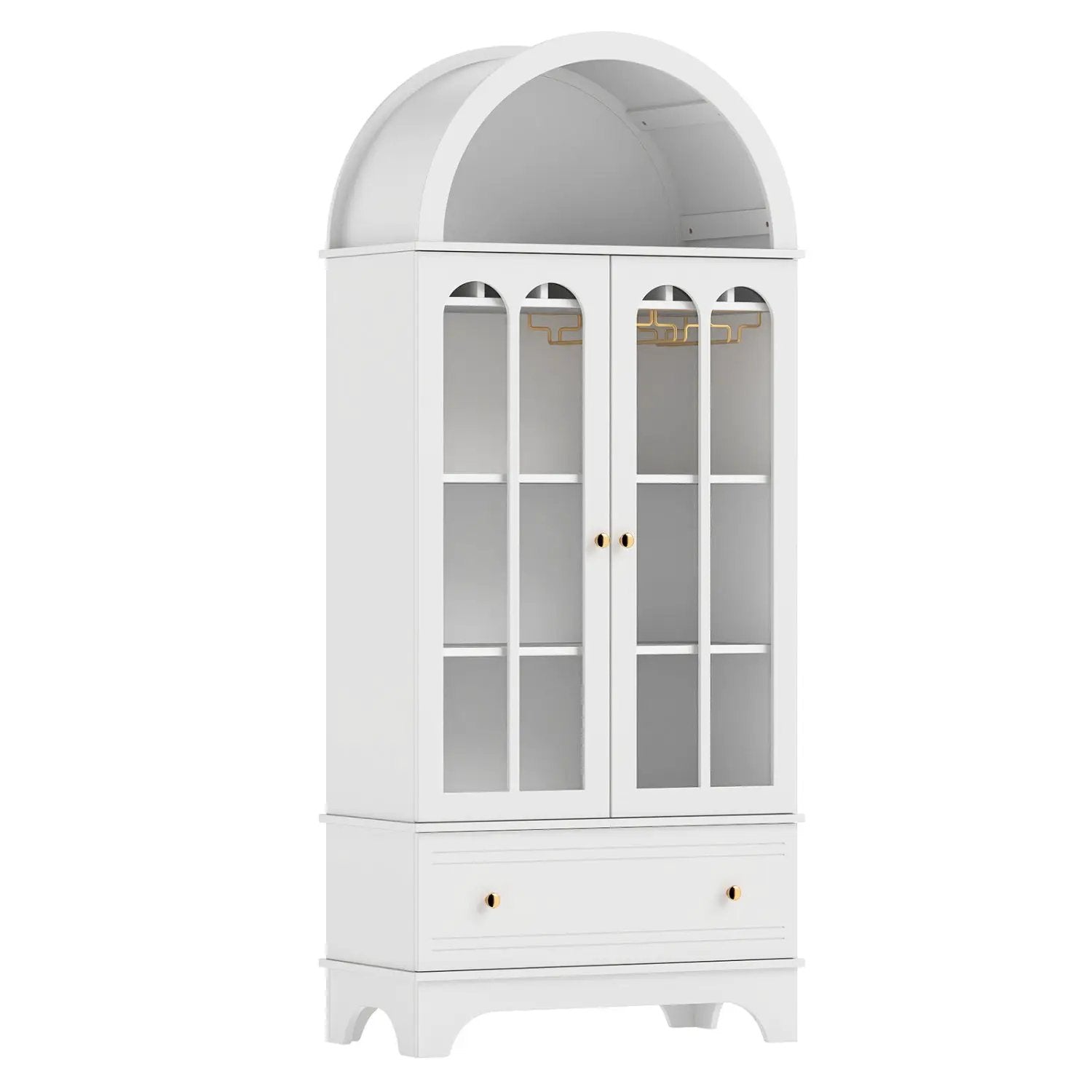 71.5" Arched Cabinet with Glass Doors and Wine Rack by DirectDeals
