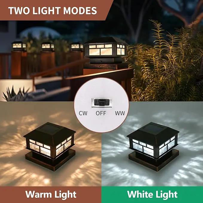 Solar Post Cap Lights Bronze Fence Deck Post Light Solar Powered Fit 3.5x3.5 4x4 5x5 Wooden Posts 8 Packs by GreenHaven Gardens
