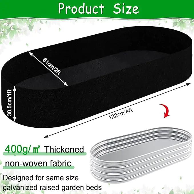 2mm Thick Fabric Garden Grow Bed Bags, 4x2x1 Ft Liners Designed For Outdoor Metal Raised Garden Beds, 60 Gallon Capacity Oval Large Vegetable Growing Boxes by GreenHaven Gardens