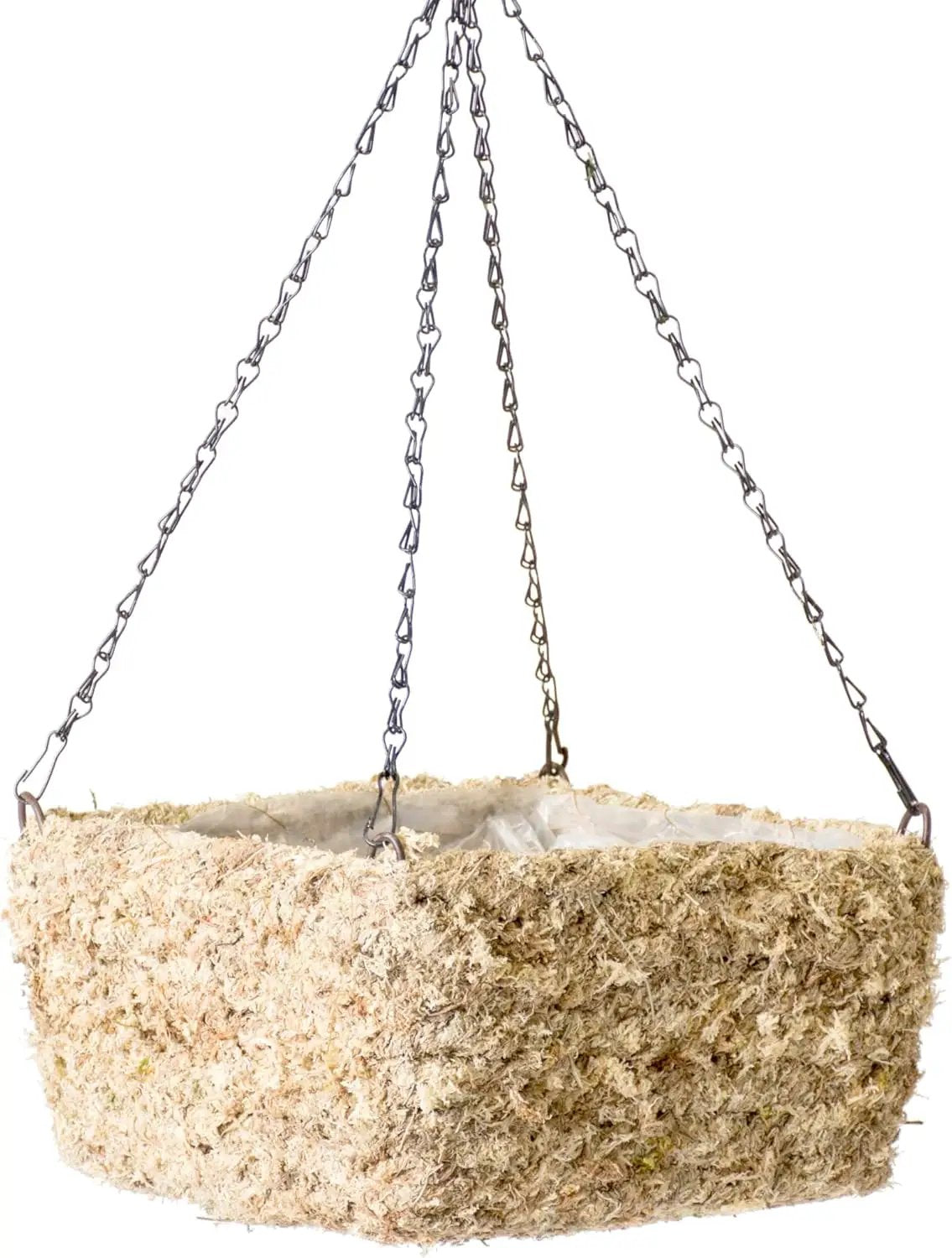 SuperMoss (29249D MossWeave Hanging Basket | Outdoor Hanging Planter with Moss | Decorative Plant Hanger for Porch, Balcony, Garden & Home Décor, Square, Small 10.5” D, Blond by GreenHaven Gardens