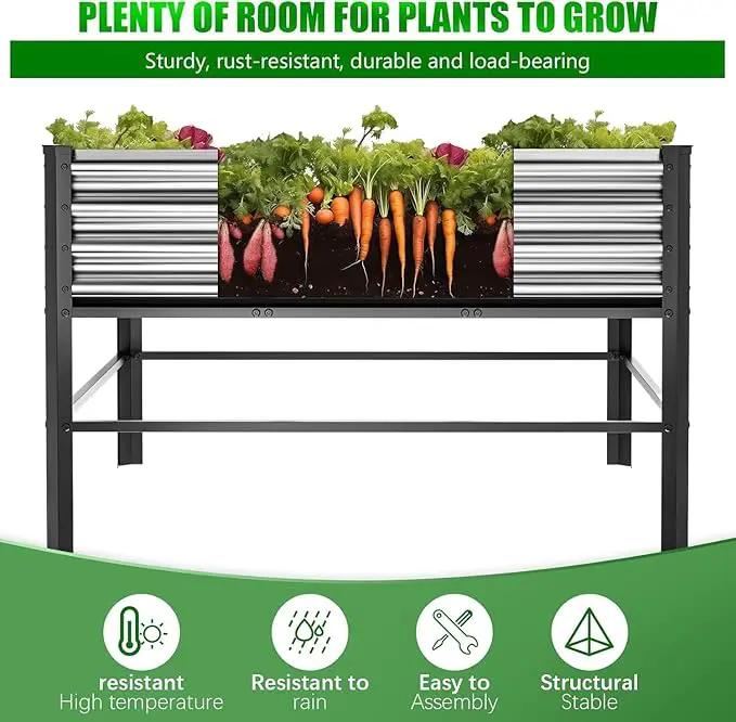 Doniks Raised Garden Bed with Legs, 48×48×32in Large Outdoor Metal Galvanized Garden Planting Box,1000lb Capacity for Vegetables Lawn Green Flowers, Fruits, Terrace by GreenHaven Gardens