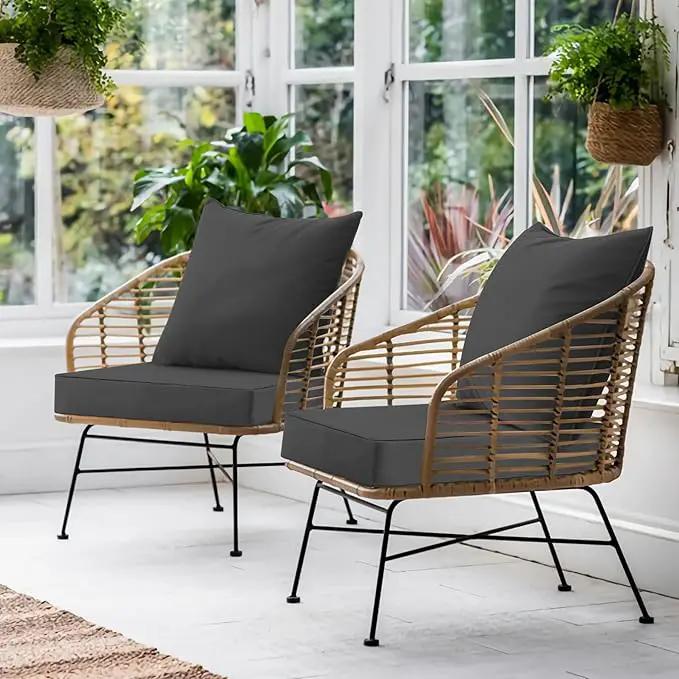 Favoyard Outdoor Seat Cushion Set 19 x 19 Inch Waterproof & Fade Resistant Patio Furniture Cushions with Removable Cover Deep Seat & Back Cushion with Handle and Adjustable Straps for Chair Sofa Couch by GreenHaven Gardens