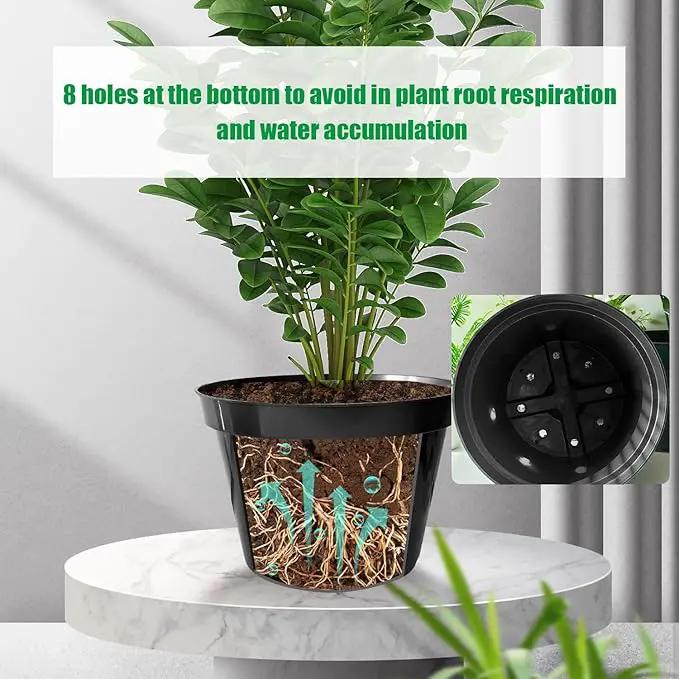 10 Inch Plastic Nursery Pots for Plants 10 Pack Plant Pots with Drainage Holes 2 Gallon Nursery Pots Perfect for Indoor Outdoor Plants Such as Herbs, Strwaberrys and Flowers, Black by GreenHaven Gardens