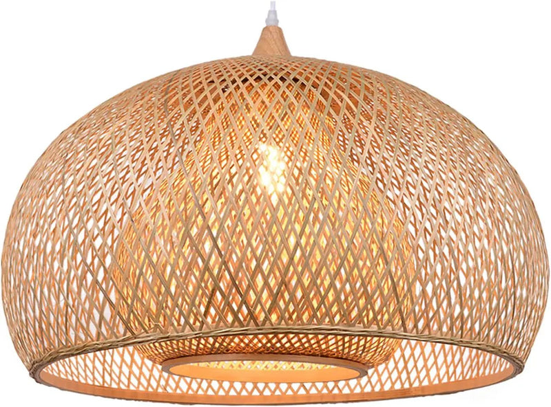 Arturesthome 1 Light Weaving Bamboo Pendant Light for Kitchen Island,17.6" Wicker Chandelier,Handmade Woven Hanging Ceiling Light for Living Room Bedroom by GreenHaven Gardens