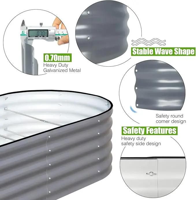 SnugNiture Galvanized Raised Garden Bed, 6x3x1.5ft Oval Metal Planter Box for Planting Outdoor Plants Vegetables by GreenHaven Gardens