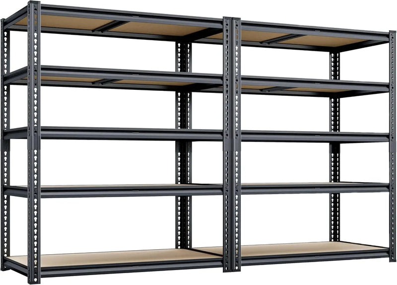 72"H Storage Shelves heavy duty, 2000LBS Garage Shelving, 5 Tier Metal Shelving Unit Adjustable Garage Shelves Rack Shelf for Storage Warehouse Pantry Closet,35.6" W × 16" D × 72" H, Black, 2PCS by GreenHaven Gardens