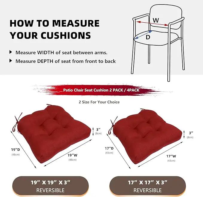 RACE LEAF Chair Cushions 19" x 19" Red - Outdoor/Indoor Patio Cushions Set of 2 - Replacement Cushions for Chairs and Seating - Chair Seat Pads for Porch, Deck, and Garden Seats by GreenHaven Gardens
