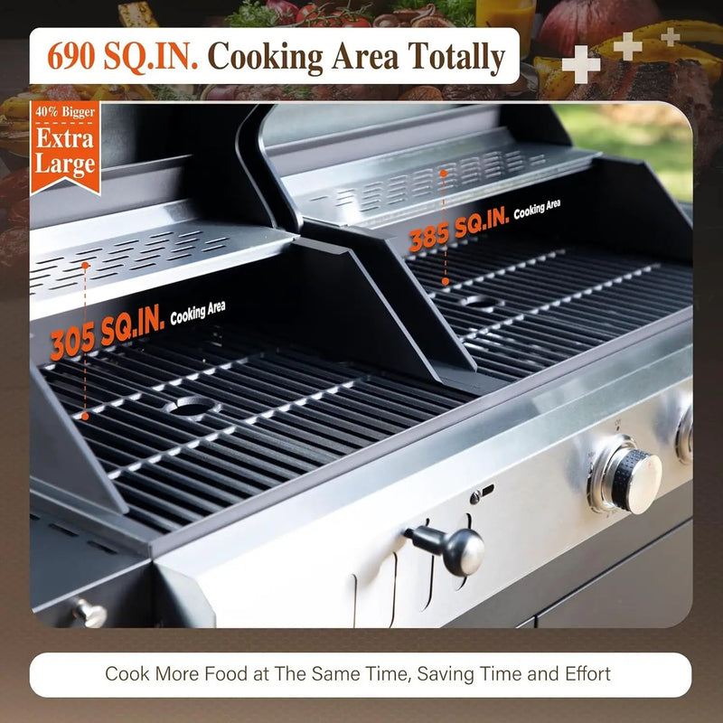 Sophia & William Charcoal and Propane Gas Grill Combo with Side Burner & Porcelain-Enameled Cast Iron Grate, Dual Fuel BBQ Grill for Outdoor, Barbecue Grill, 690 SQIN Cooking Area by GreenHaven Gardens