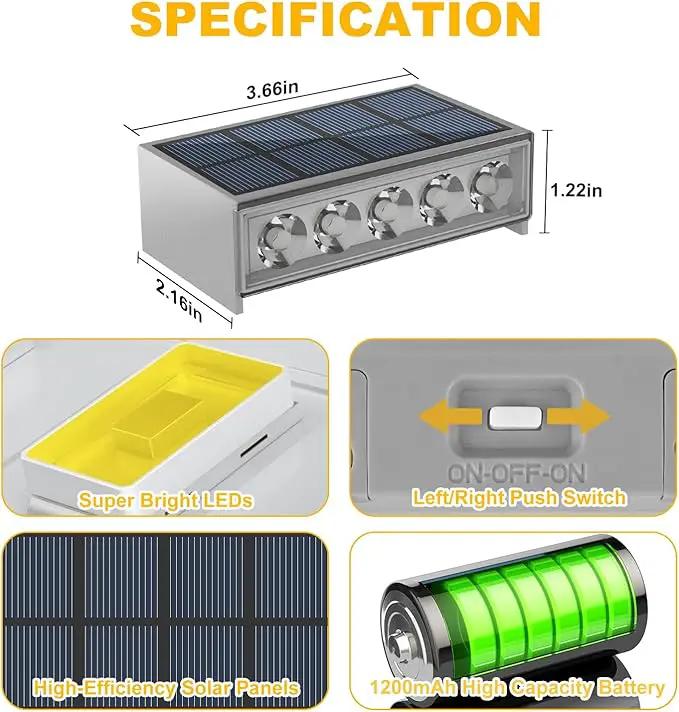 T-SUN Solar Step Light Outdoor, 6 Pack Solar Stair Lights, 6000K Step Lights Outdoor Solar Powered Waterproof LED Outdoor Solar Lights for Steps Deck Court Garden Balcony Patio Stair Porch by GreenHaven Gardens