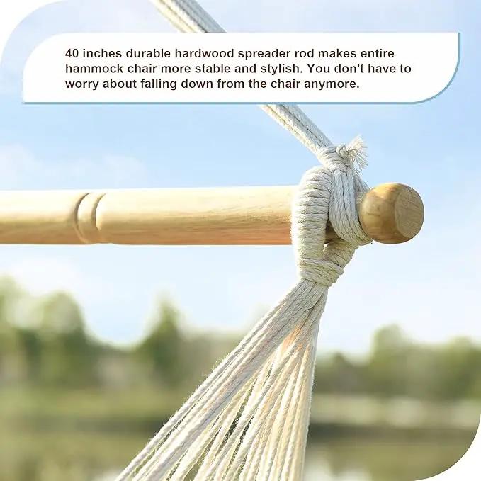 Lazy Daze Hammocks Chair Caribbean Hanging Rope Weaving Chair with 40" Hardwood Spreader Bar and Soft-Spun Cotton Rope for Indoor/Outdoor Backyard & Living Room, Max 300 LBS, Natural by GreenHaven Gardens