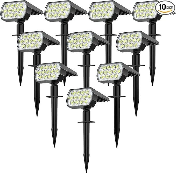 WELALO Solar Spot Lights Outdoor, [10 Pack/52 LED/3 Modes] 2-in-1 Solar Landscape Spotlights, Solar Powered Security Lights, Waterproof Wall Lights for Walkway Yard Garden Driveway(Cool White) by GreenHaven Gardens