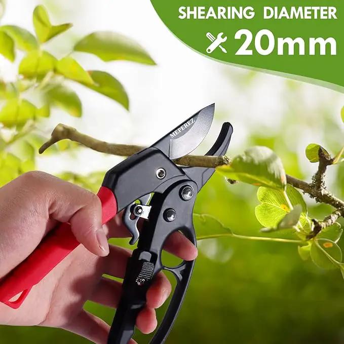 Ultra Sharp Germany Steel Pruning Shears - Cuts 3X Easier, Weak Hand Arthritis Snips, Rust-Resistant, Effortlessly 1-Inch Cut Capacity Garden Scissors, Ergonomic Handle (Reddish balck) by GreenHaven Gardens