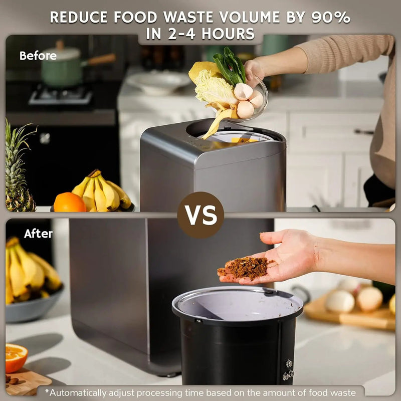 Airthereal Revive Electric Kitchen Composter, SHARKSDEN Tri-Blade, Turn Food Waste and Scraps into Dry Compost Fertilizer for Plants, R500 Gray by GreenHaven Gardens