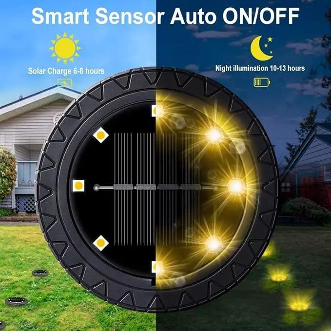 Solar Powered Ground lights 12 Pack,Waterproof LED Solar Lights Outdoor Solar Disk Lights Decorative,Solar Garden Lights for Landscape Pathway Patio Yard Walkway Path Lawn Driveway Lighting Warm White by GreenHaven Gardens
