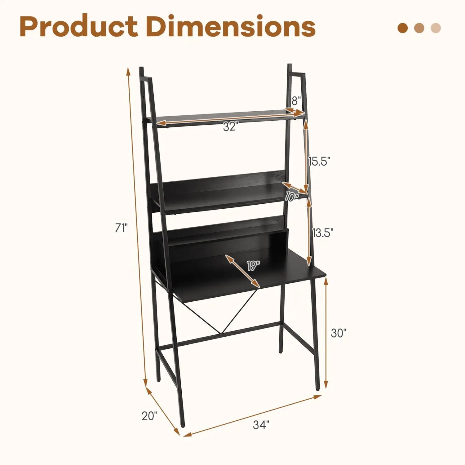 71" Freestanding Laptop Desk with Open Shelves by DirectDeals