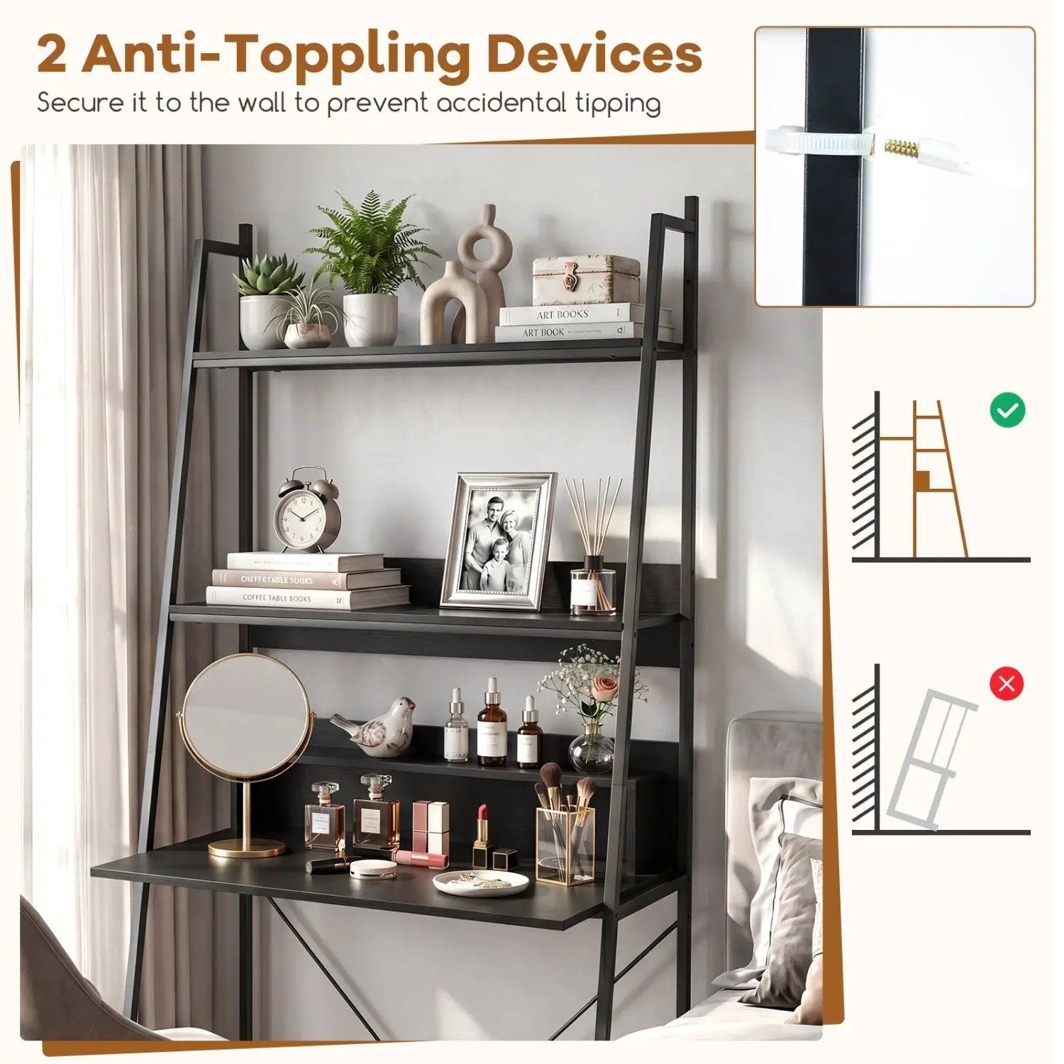 71" Freestanding Laptop Desk with Open Shelves by DirectDeals