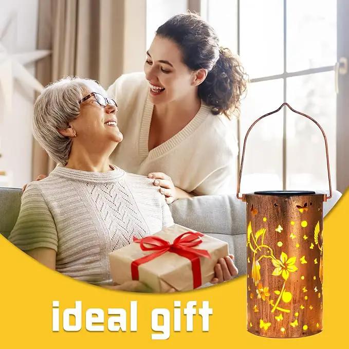 4 Packs Solar Lanterns Outdoor Hanging Lantern Lights, 4 Hummingbird Hollowed-Out Metal Decor Lantern, Waterproof LED Decorative Garden Light Gifts by GreenHaven Gardens