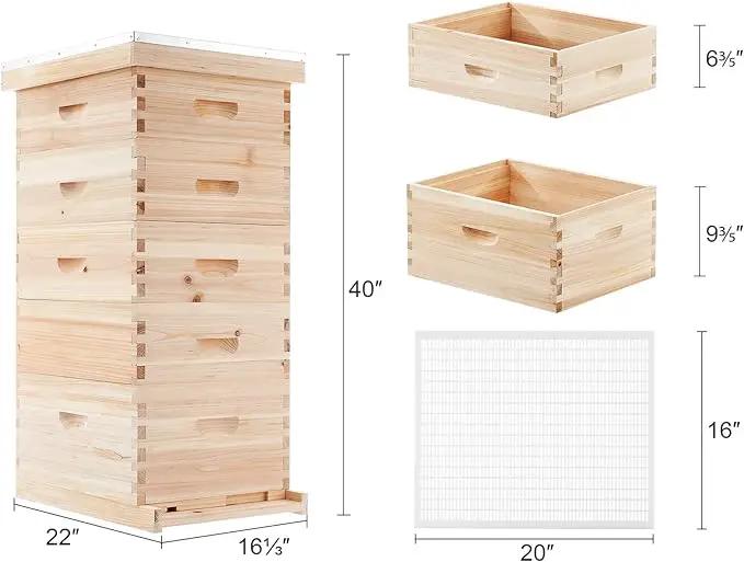 CREWORKS 5 Layer Bee Hive, Beehive for Honey, Bee Box Beekeeping Supplies, Hive Kit for Starter Beekeeper (No Frames) by GreenHaven Gardens