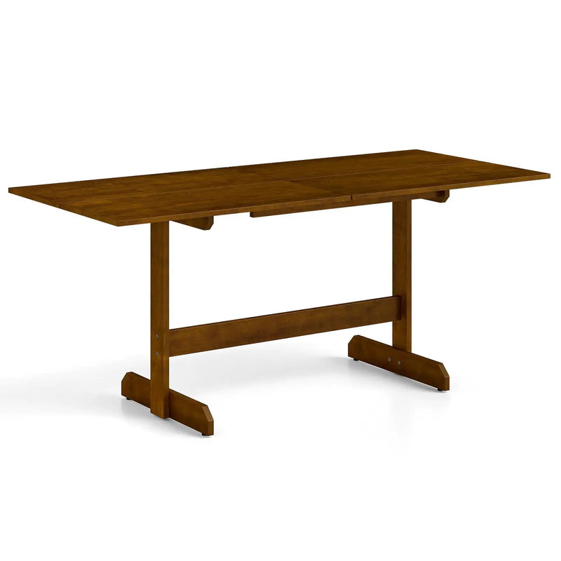 71 Inch Farmhouse Dining Table Wooden Kitchen Table for 6-8 with Rubber Wood Legs-Walnut by DirectDeals