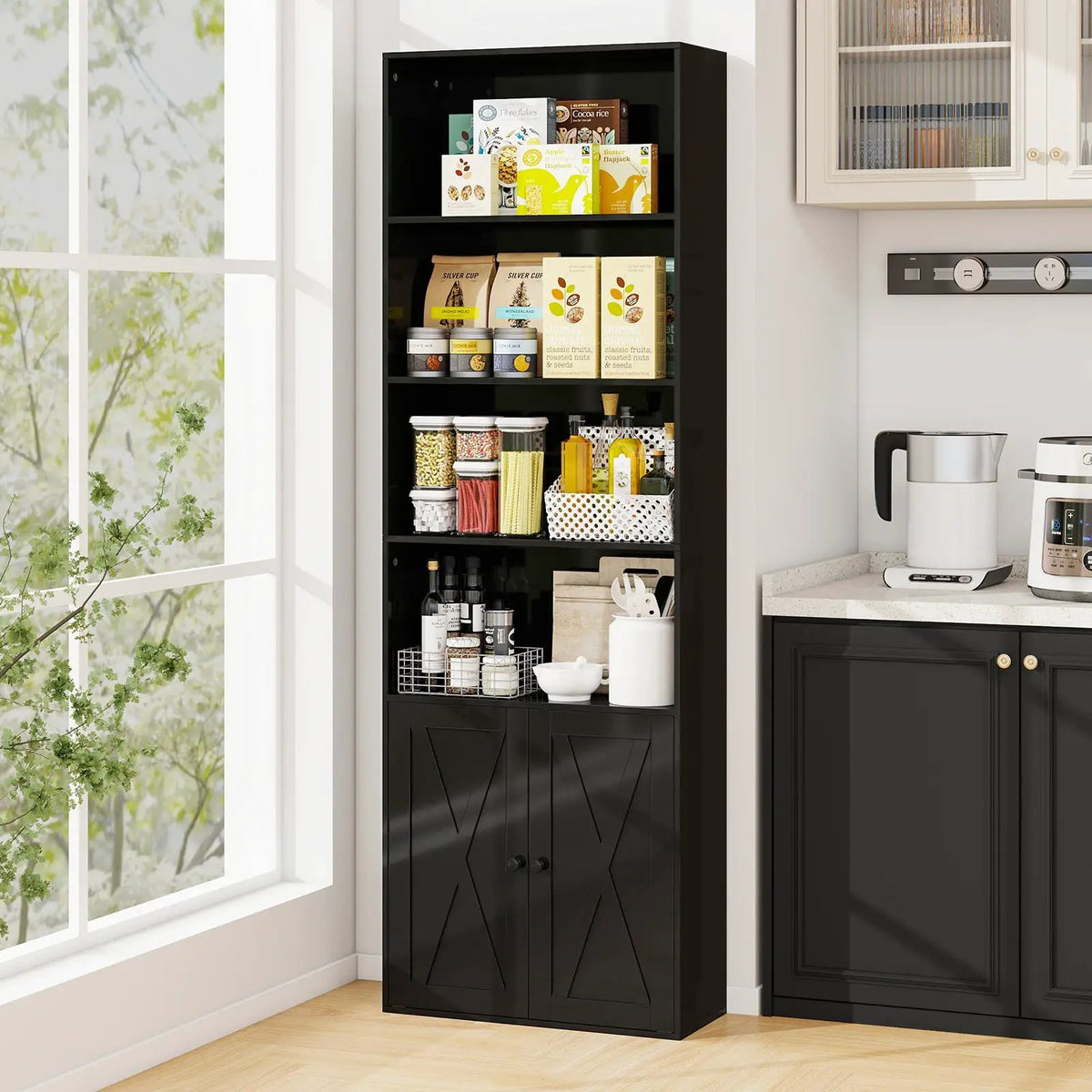 71 Inch Freestanding Bookshelf with 6 Shelves and 2-Door Cabinet by DirectDeals