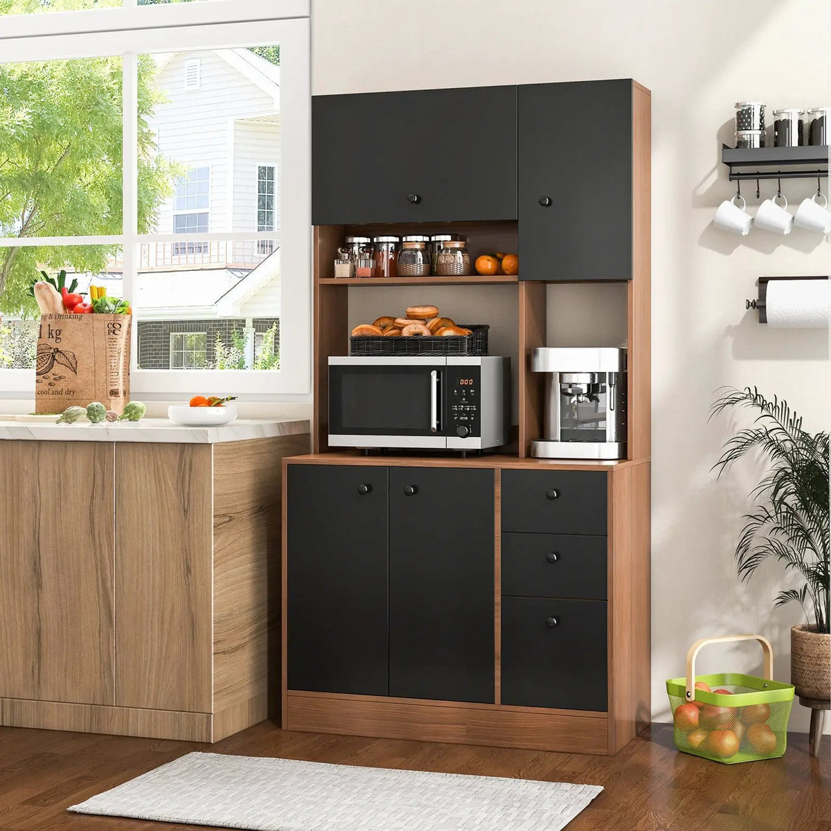 71 Inch Kitchen Pantry with 3 Storage Cabinet and 3 Deep Drawers by DirectDeals