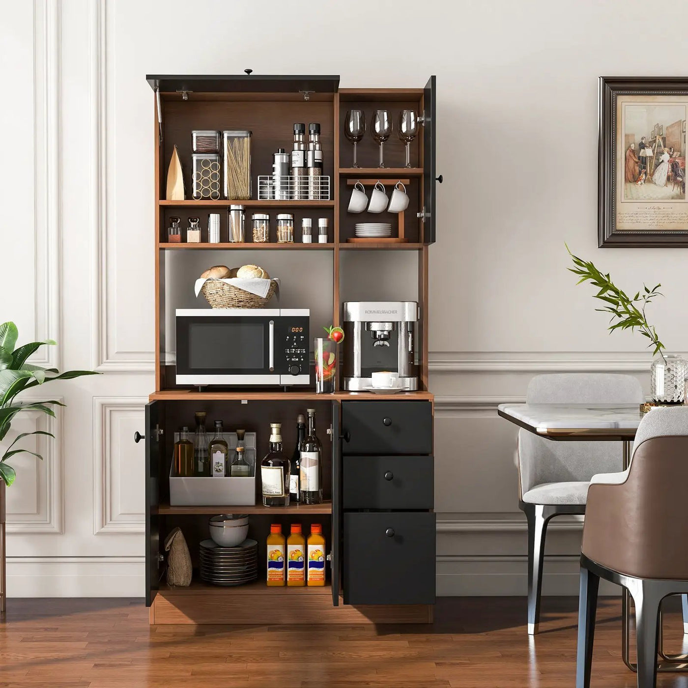 71 Inch Kitchen Pantry with 3 Storage Cabinet and 3 Deep Drawers by DirectDeals