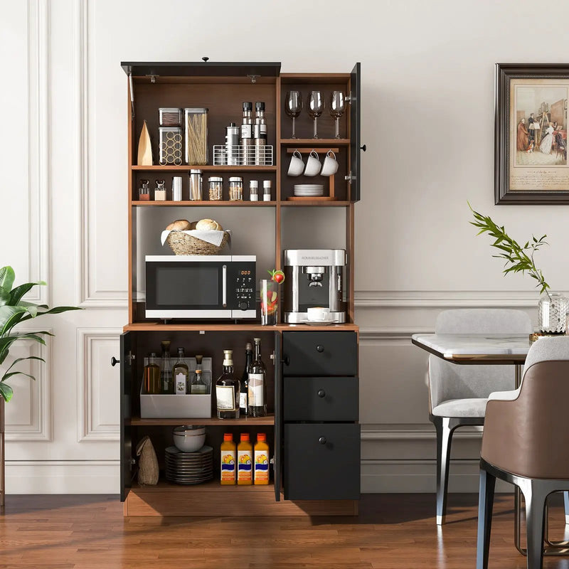 71 Inch Kitchen Pantry with 3 Storage Cabinet and 3 Deep Drawers by DirectDeals