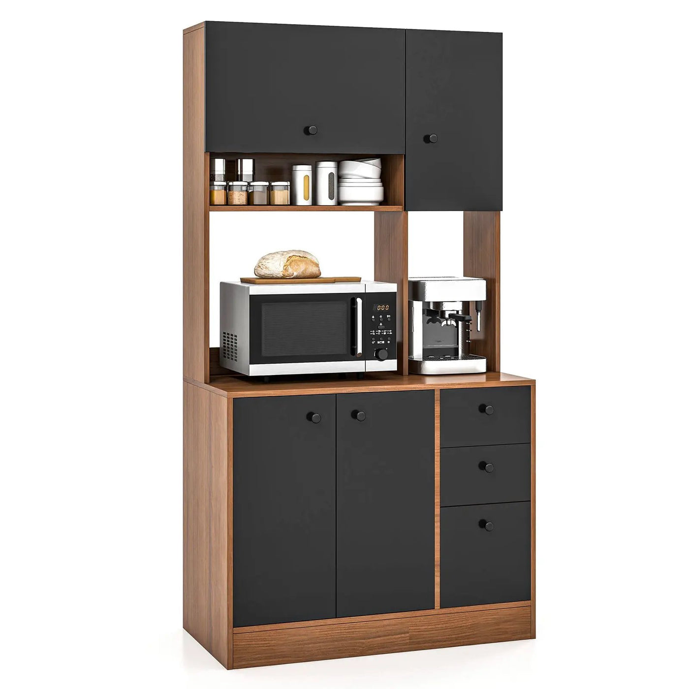 71 Inch Kitchen Pantry with 3 Storage Cabinet and 3 Deep Drawers by DirectDeals