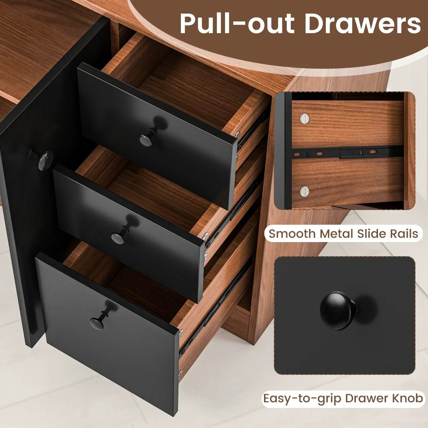 71 Inch Kitchen Pantry with 3 Storage Cabinet and 3 Deep Drawers by DirectDeals