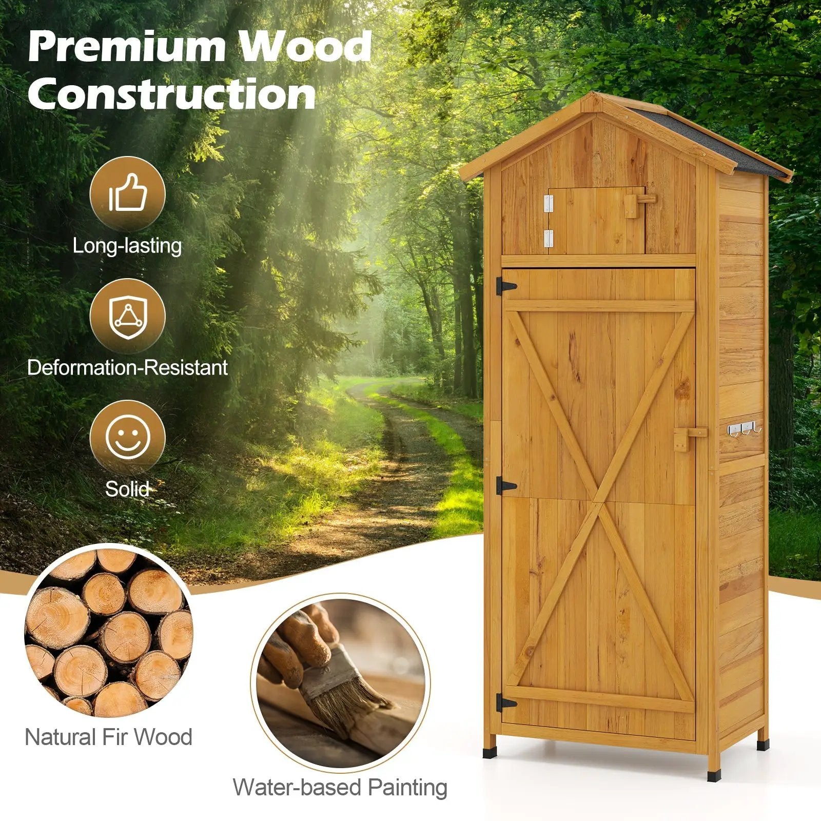 70 Inch Tall Garden Tool Storage Cabinet with Lockable Doors and Foldable Table by DirectDeals