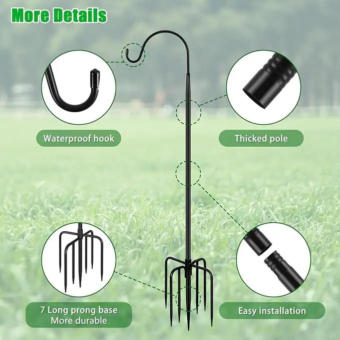 FEED GARDEN Shepards Hooks for Outdoor Bird Feeder Pole 92 Inch Adjustable Tall Heavy Duty Shepherds Hooks for Hanging Plant Baskets, Solar Lights, Wedding Decor, Lanterns, Black (2 Pack) by GreenHaven Gardens